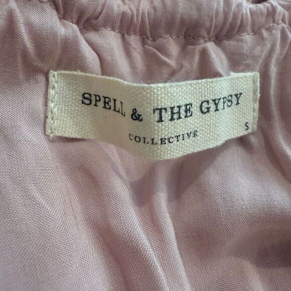 Spell & The Gypsy Pink Eyelet Tiered Halter Mini Dress Size S - Picture 8 of 10